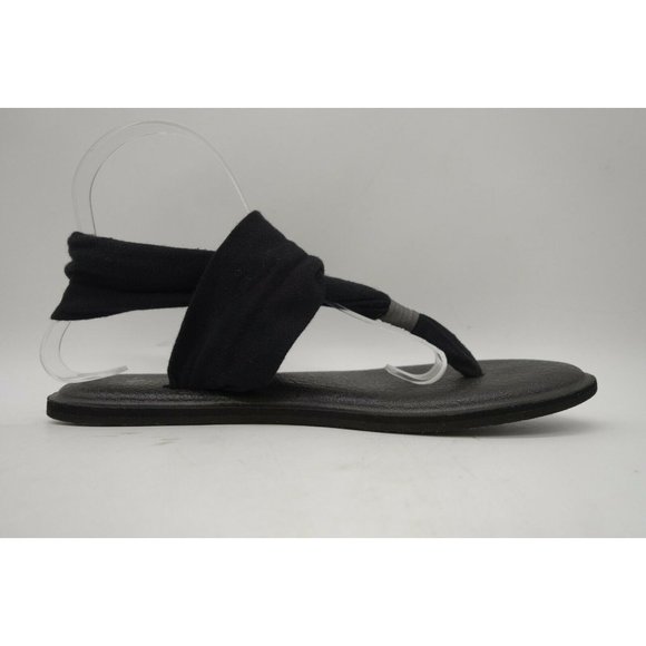 Sanuk Black Stretch Strap Casual Slingback Thong Sandals Shoes Women's 9 - Picture 4 of 10